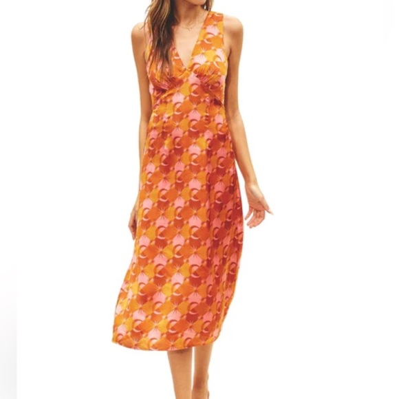 Dress Forum Your Destiny Elegant Orange and Pink Patterned Dress Size Medium - Picture 1 of 14